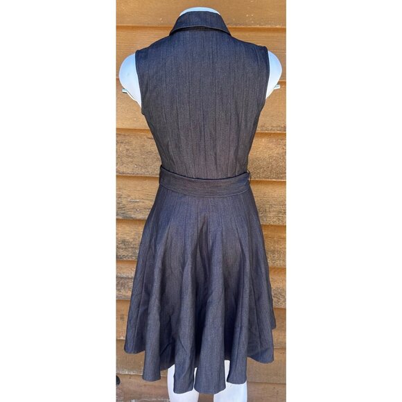 Calvin Klein Womens Sleeveless Heavyweight Stretch Denim Dress Snap Buttons Belt - Picture 4 of 8